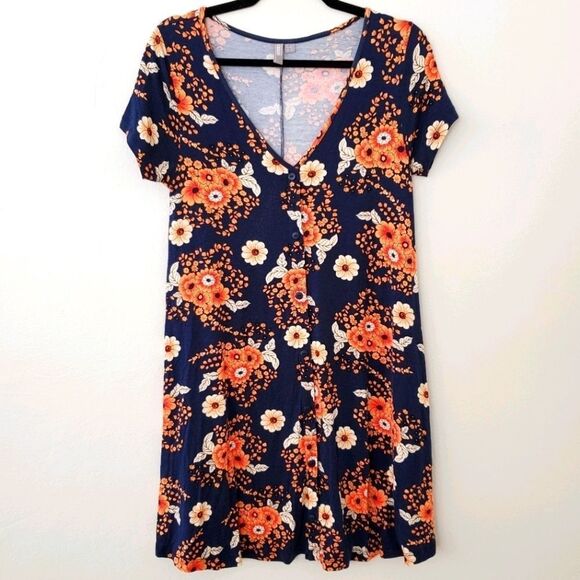 *Asos Viscose Knit Floral Shirt Dress Size 2 - Picture 1 of 5